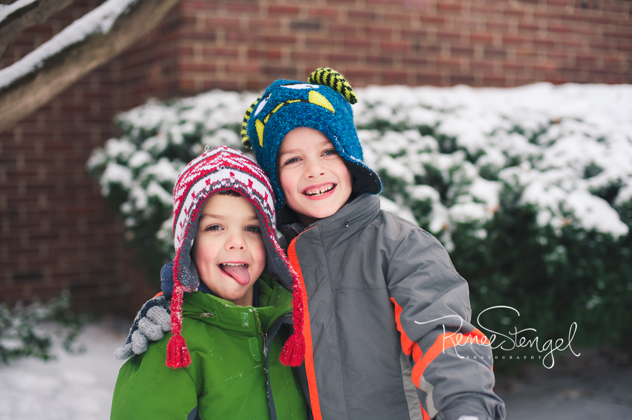 Two Boys having fun in the snow | Setting White Balance for Snow Portraits