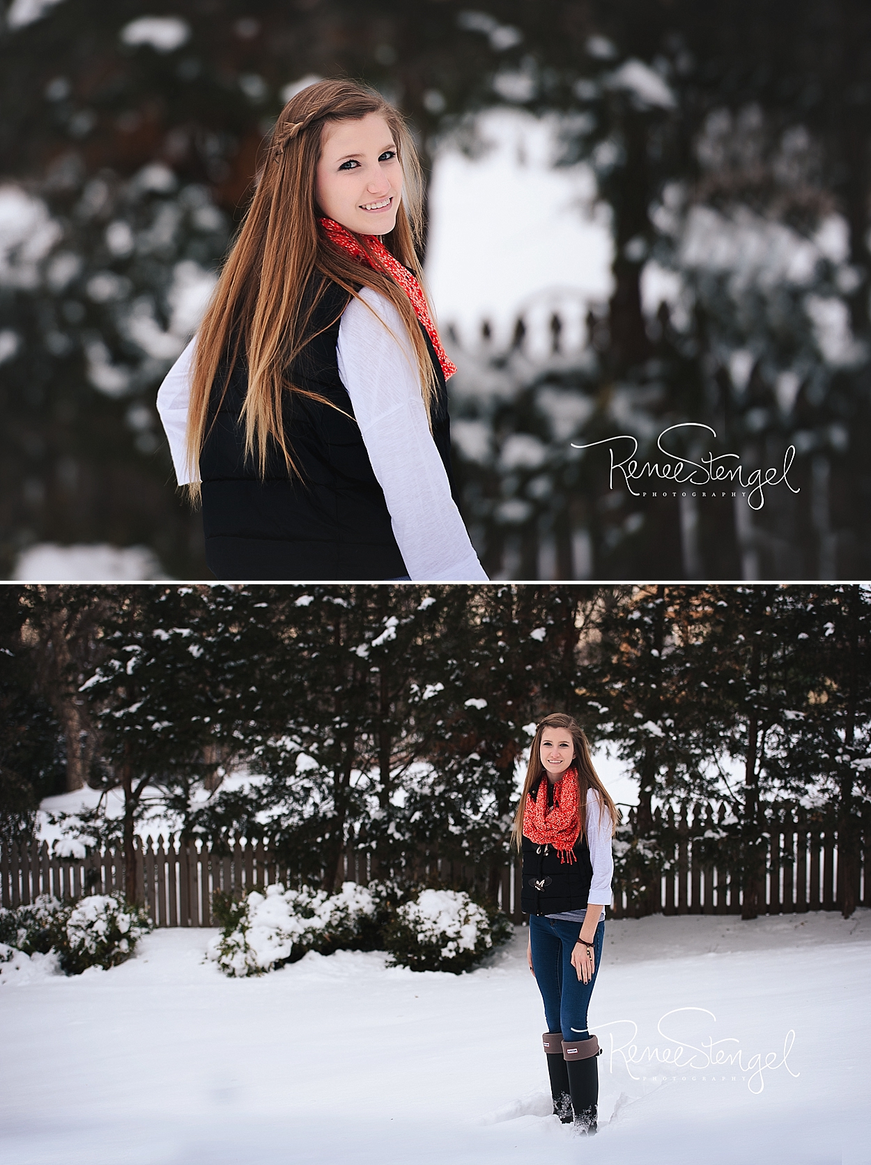RENEE STENGEL Photography | Charlotte Underwater and Portrait Photographer | Senior Winter Snow Portrait | Nikon 70-200 2.8G