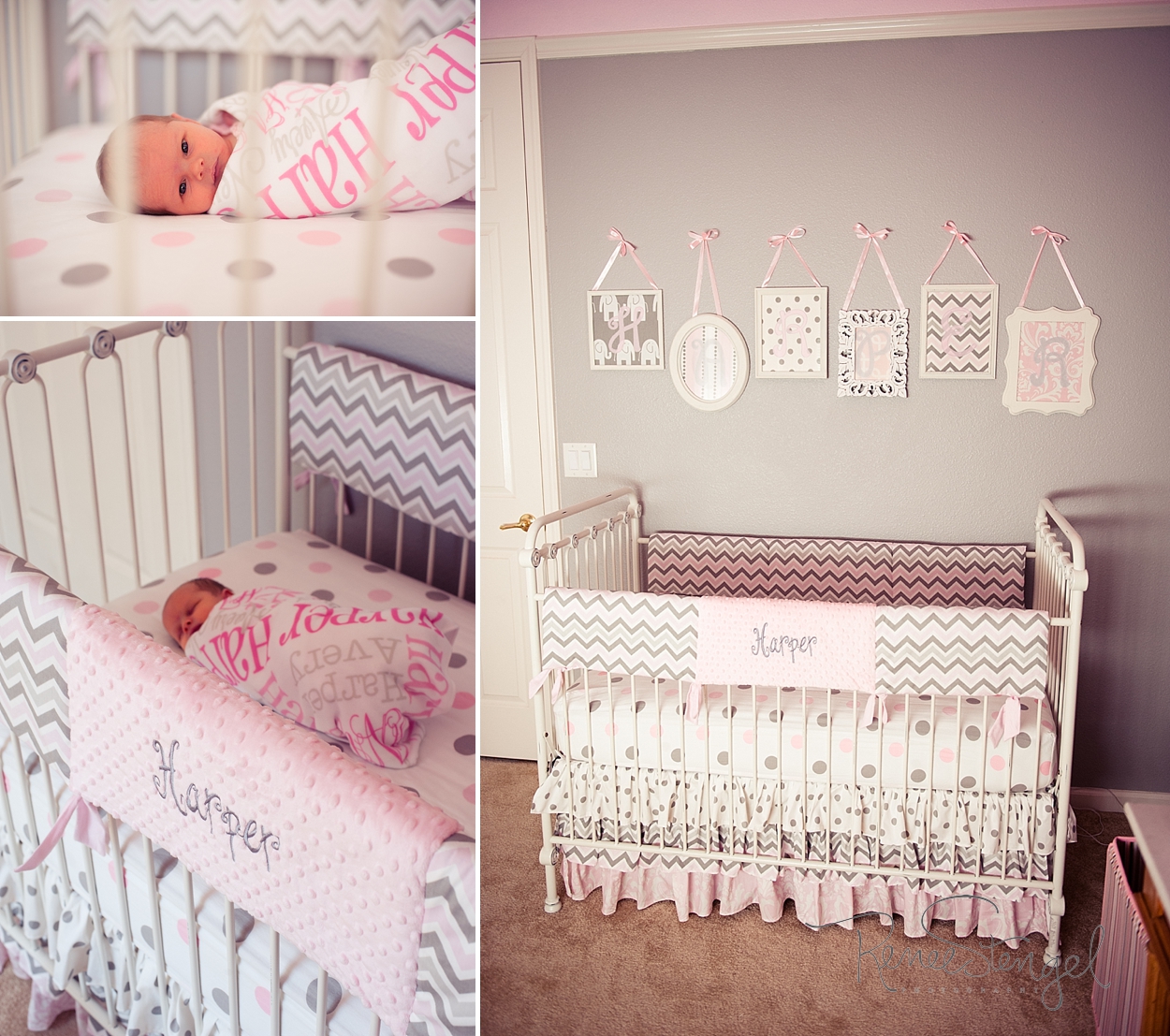 Newborn Lifestyle Session Nursery in Pink and Grey