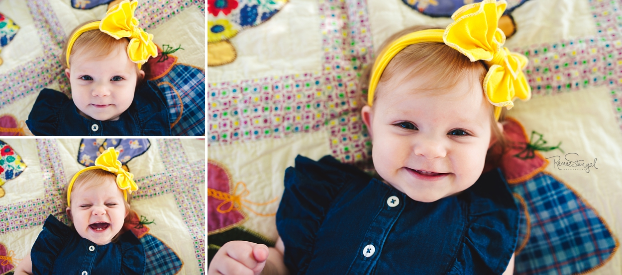 RENEE STENGEL Photography | Charlotte Underwater and Portrait Photographer | 18 Month Girl Under Lemon Tree | Baby Girl in Denim and Yellow | Milestone