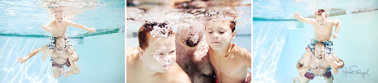 RENEE STENGEL Photography | Charlotte Portrait and Underwater Photographer | Underwater Swimmer Boys | Daddy and Me | Bubbles