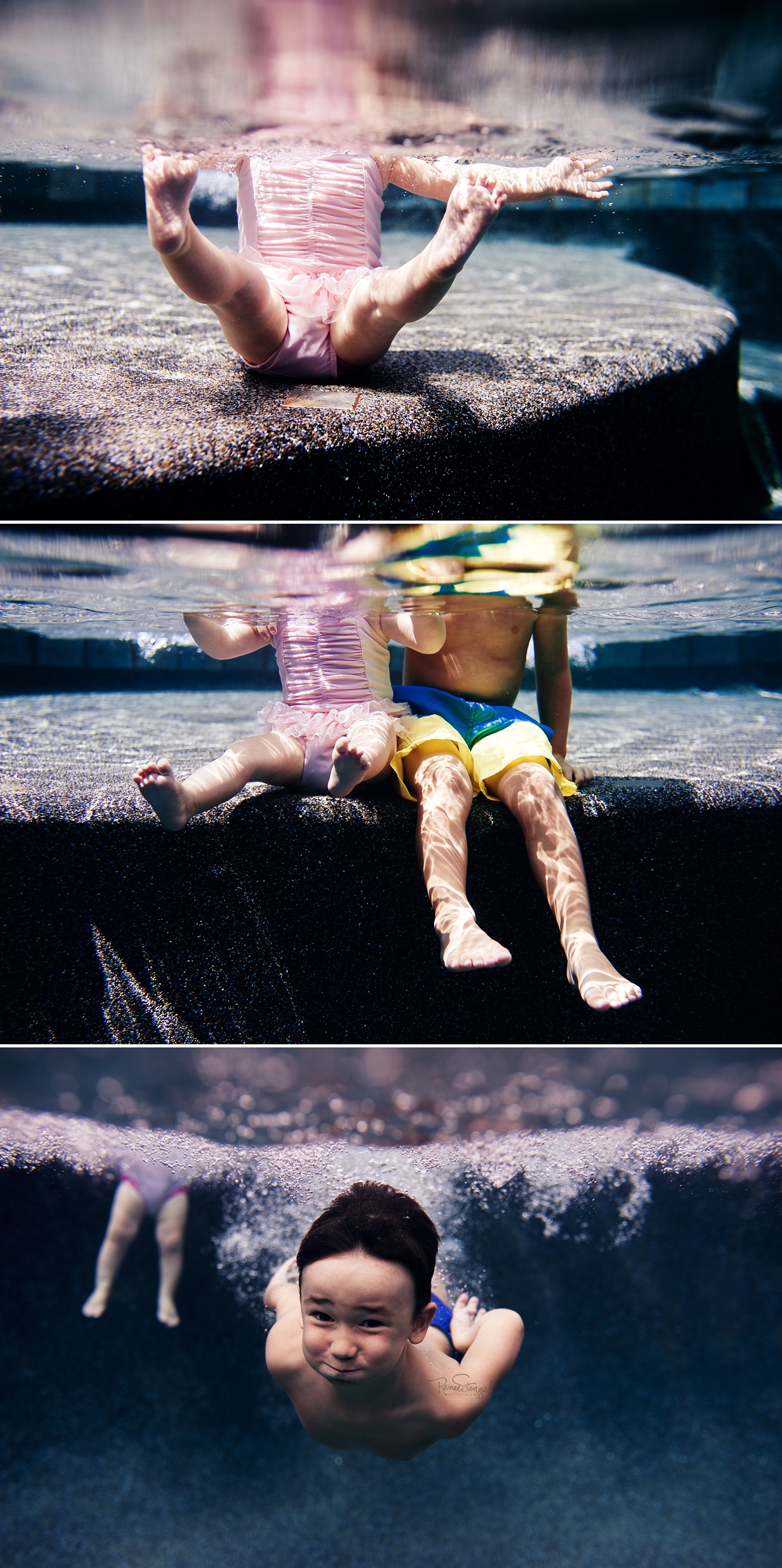 RENEE STENGEL Photography | Charlotte Portrait and Underwater Photographer | Underwater Family and Underwater Baby in Pink