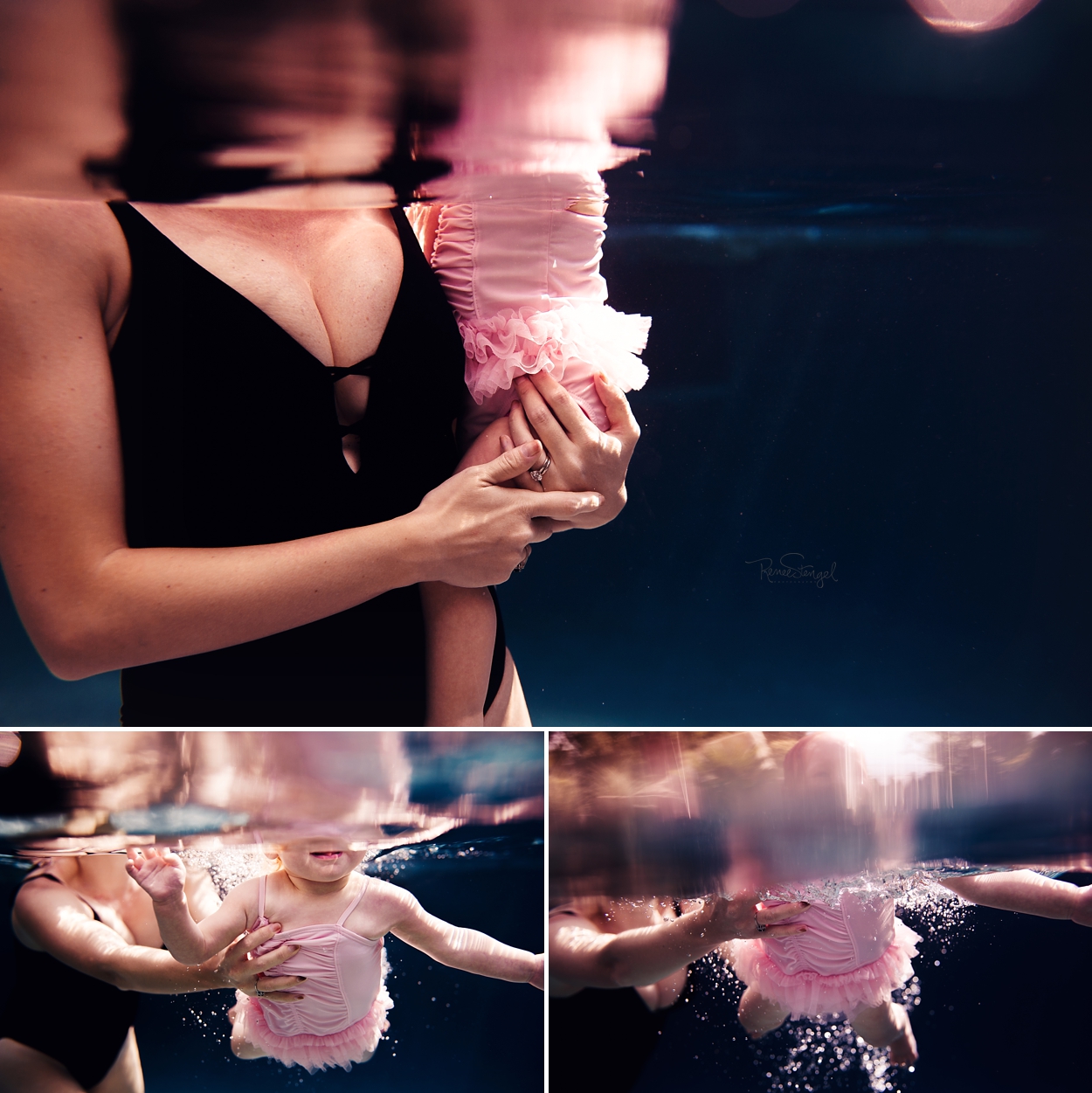 RENEE STENGEL Photography | Charlotte Portrait and Underwater Photographer | Underwater Family and Underwater Baby in Pink