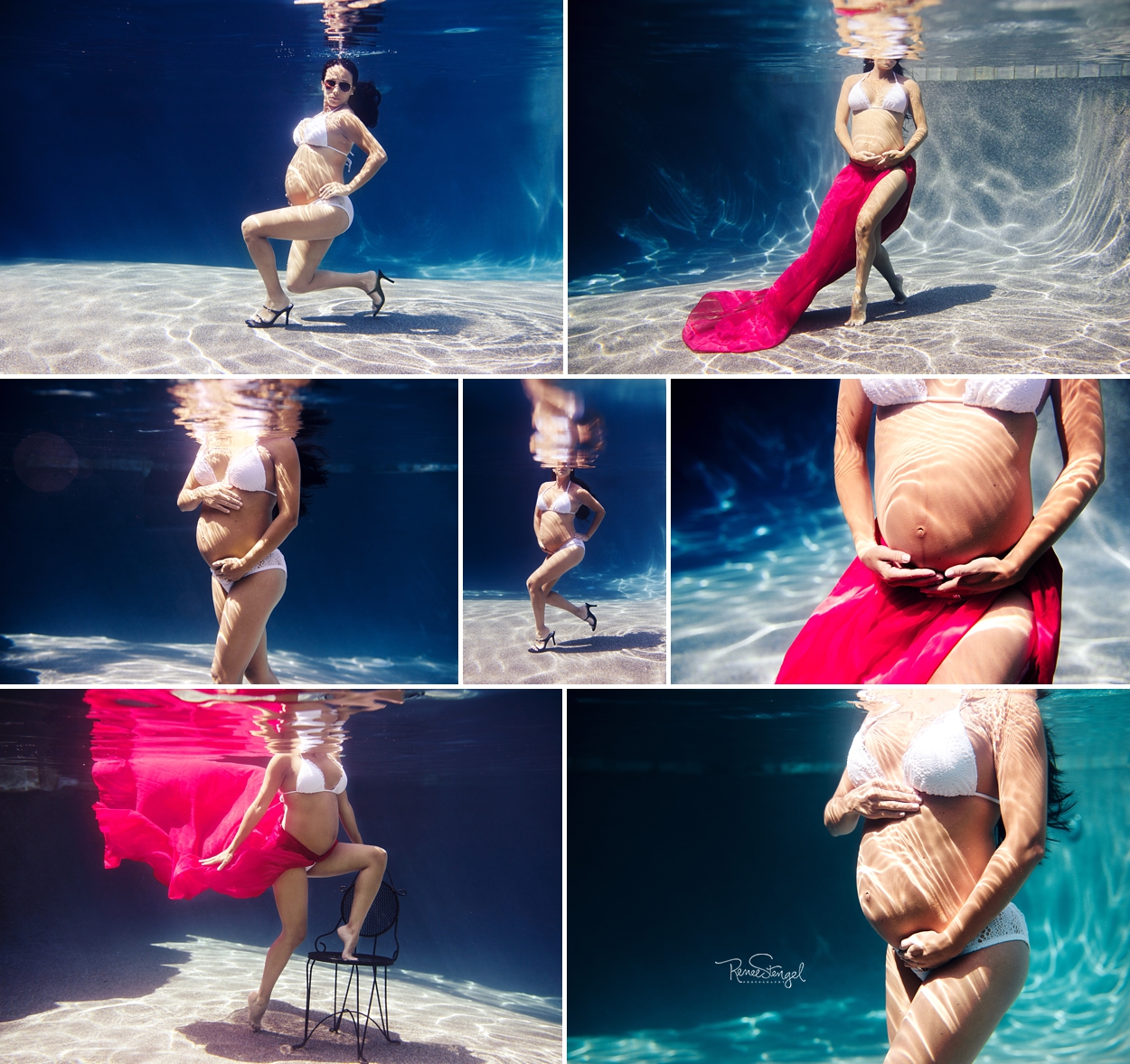 RENEE STENGEL Photography | Charlotte Portrait and Underwater Photographer | Underwater Maternity Beautiful Latin Mama