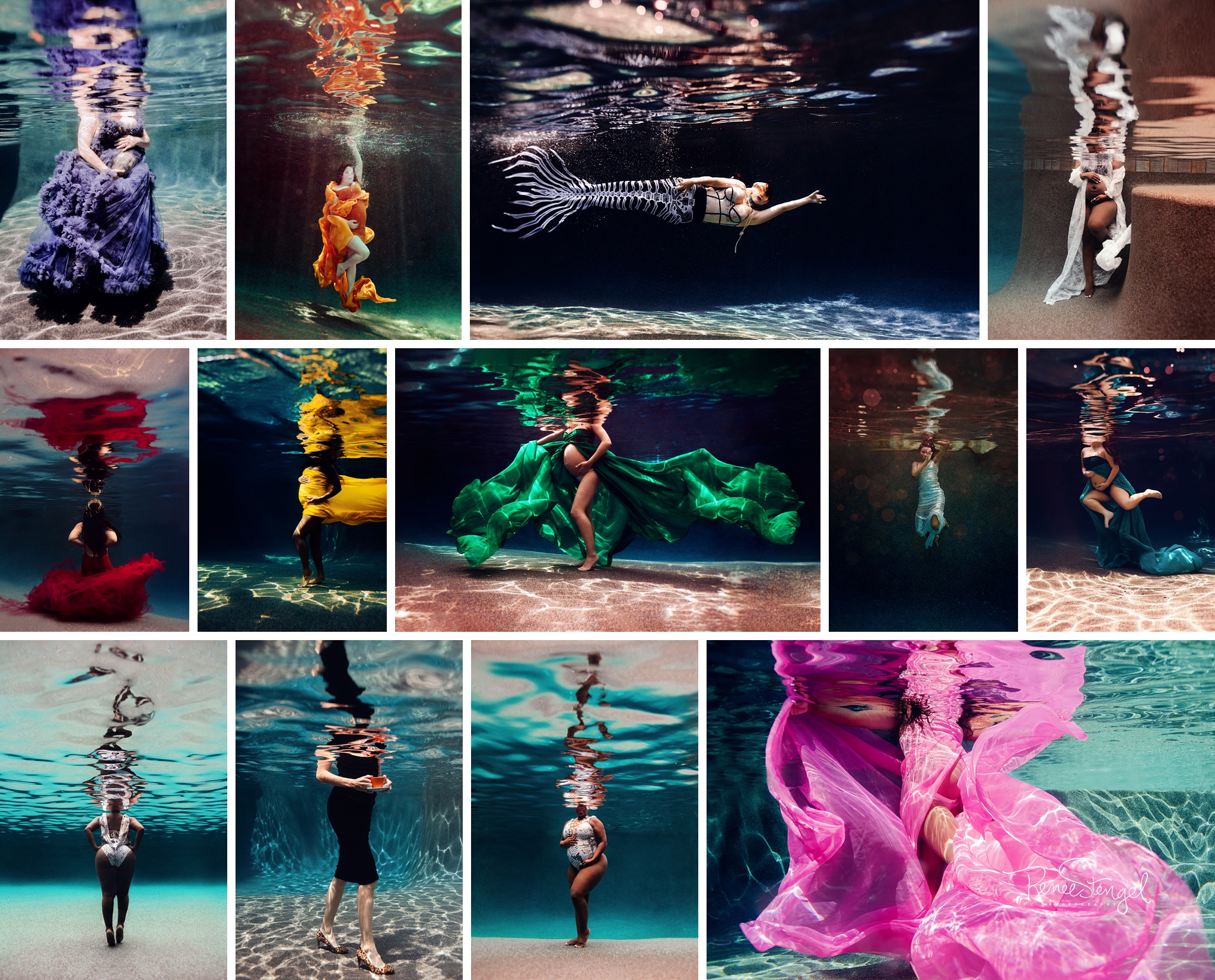 Many Underwater Photography looks from one pool in Charlotte NC