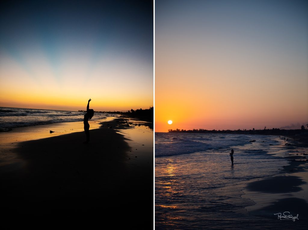 Sunrise Beach Yoga in silhouette as dawn breaks outside Havana Cuba RENEE STENGEL Photography | Charlotte Underwater and International Travel Photographer |