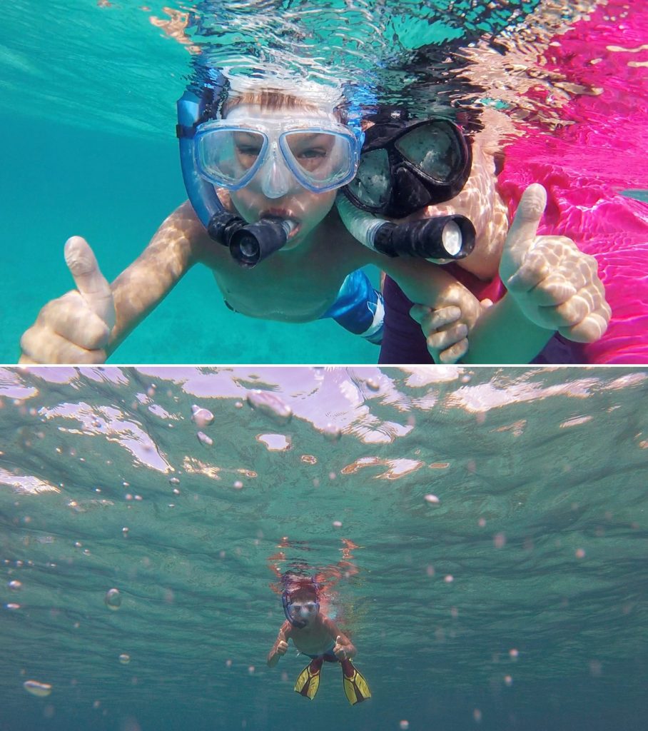 Underwater tween boy and Mom Snorkeling Shot with GoPro Hero Session5