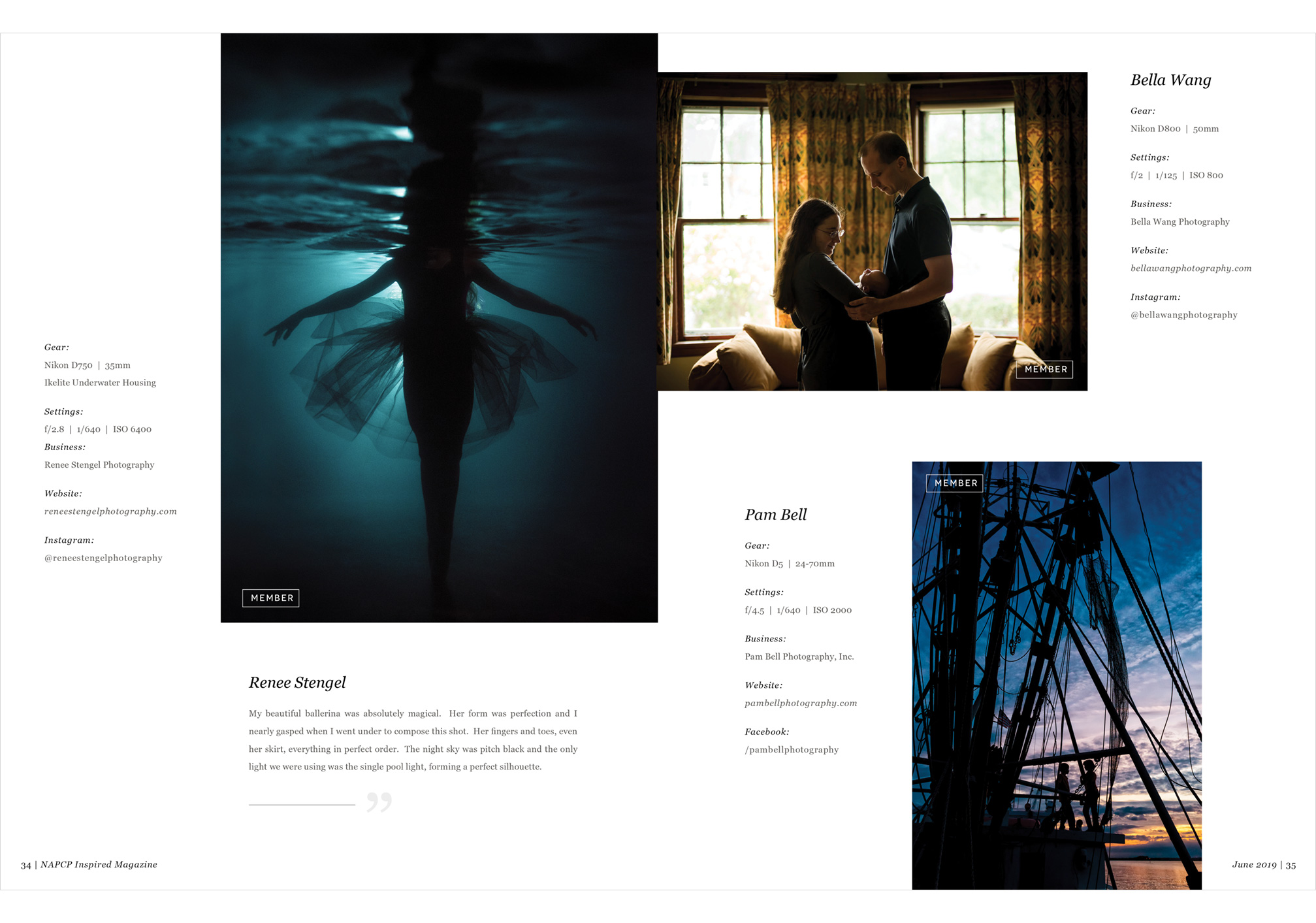 NAPCP INSPIRED Magazine Low Light Theme Featured Artist Renee Stengel Photography Charlotte Underwater Photographer