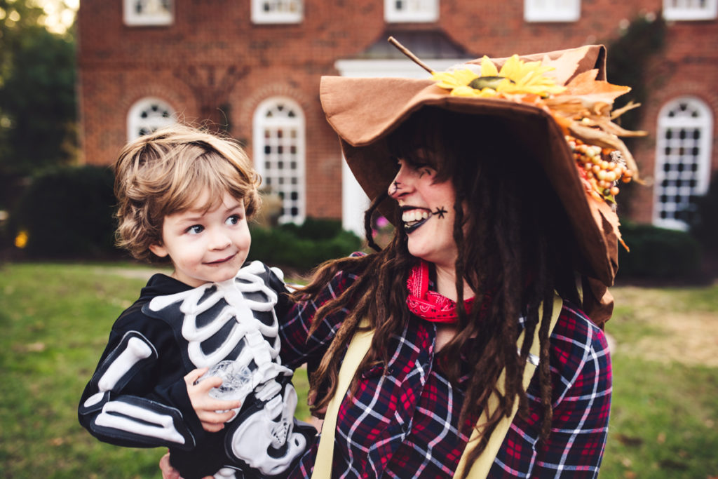 Halloween Fun! My Spooky little Skeleton with his big blond curls melts my heart! and our amazing Nanny rocked her Scarecrow Costume! | Renee Stengel Photography | Charlotte NC Underwater and Family Photographer