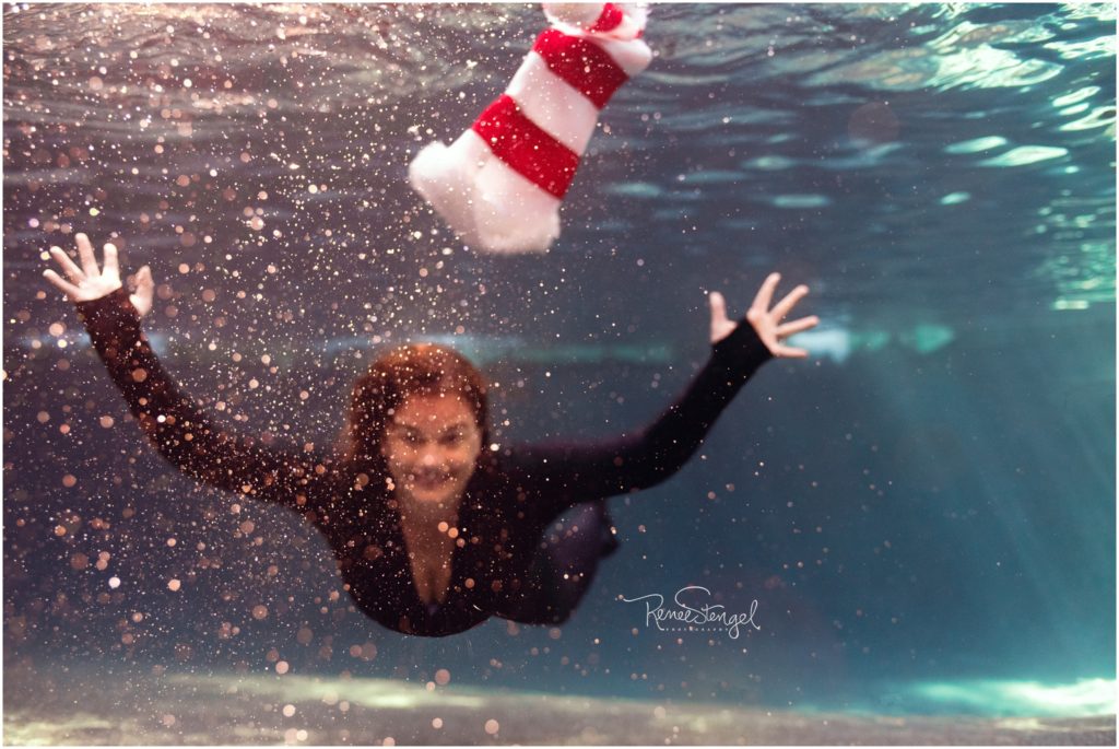 Photographer Underwater Selfie with Santa Hat