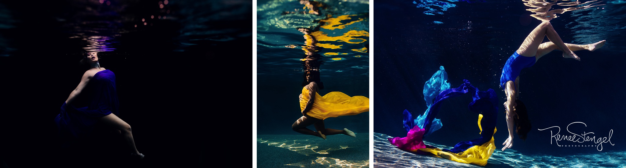 Use of Chiffon Fabric in Underwater Photography from the Studio Closet of Renee Stengel Photography 